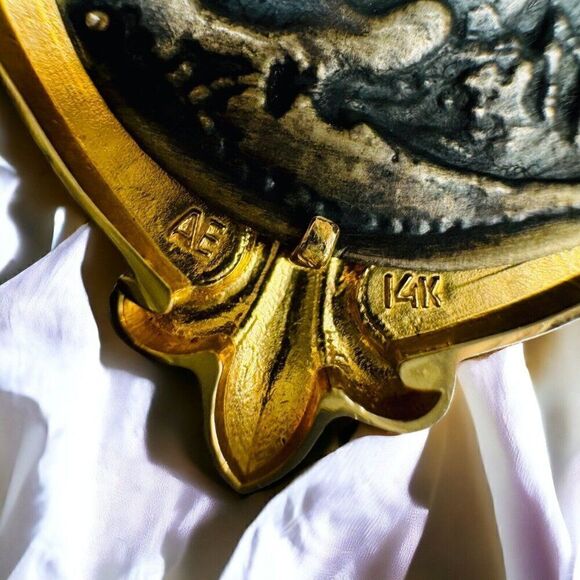 14k Gold Ancient Alexander The Great Coin Necklace 16" Etruscan Revival 7.2g - Picture 5 of 16